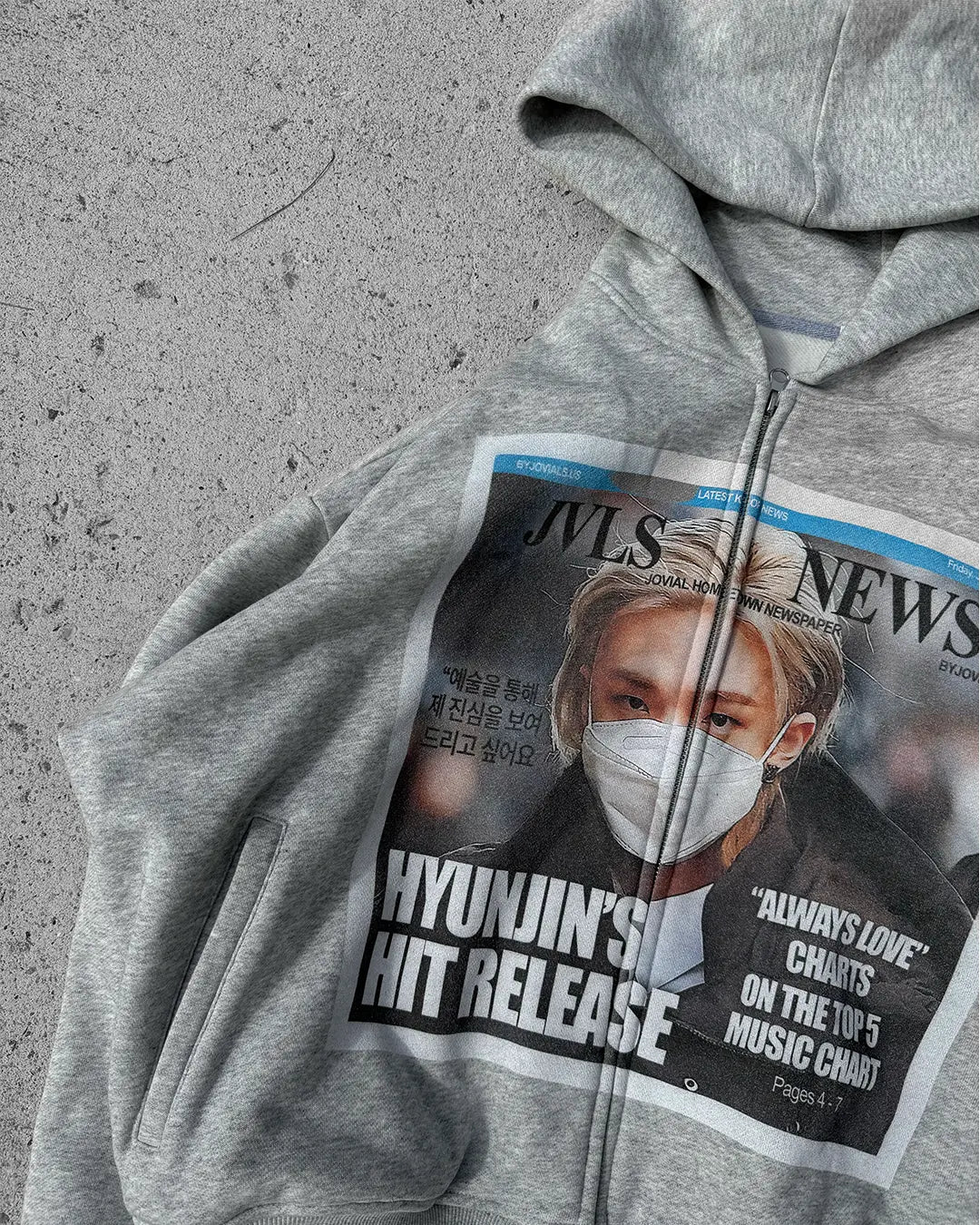 HYUNJIN SKZ 'NEWSPAPER' ZIP UP byjovials