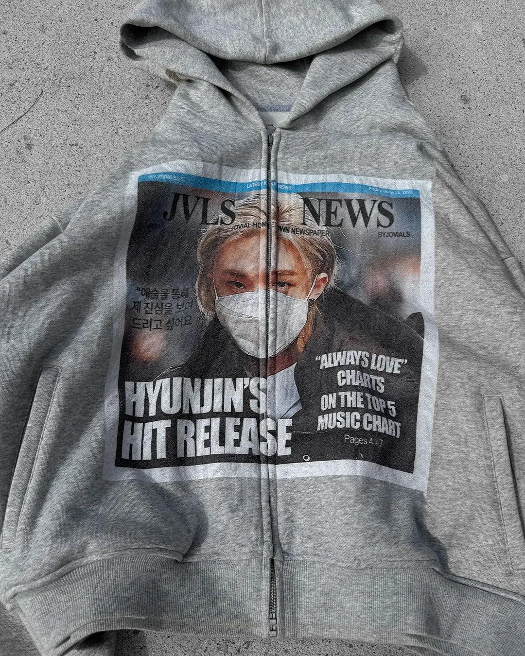 HYUNJIN SKZ 'NEWSPAPER' ZIP UP byjovials
